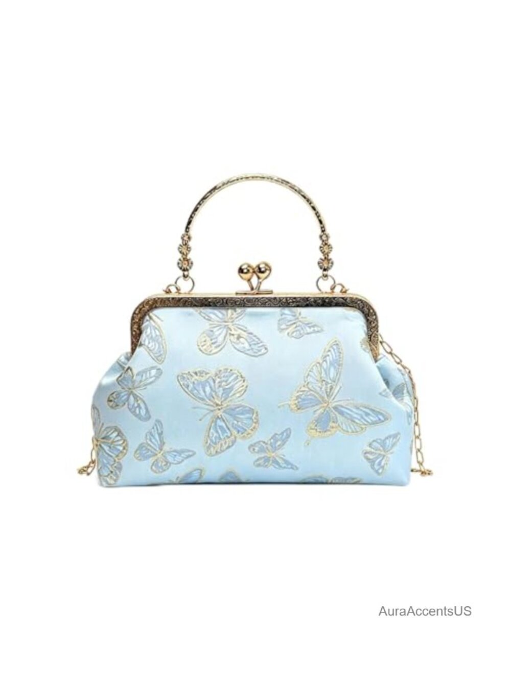 Butterfly Kiss-Lock Clutch Purse Sequin Bridal